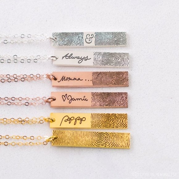 Actual Fingerprint Necklace in Sterling Silver - Picture 1 of 4